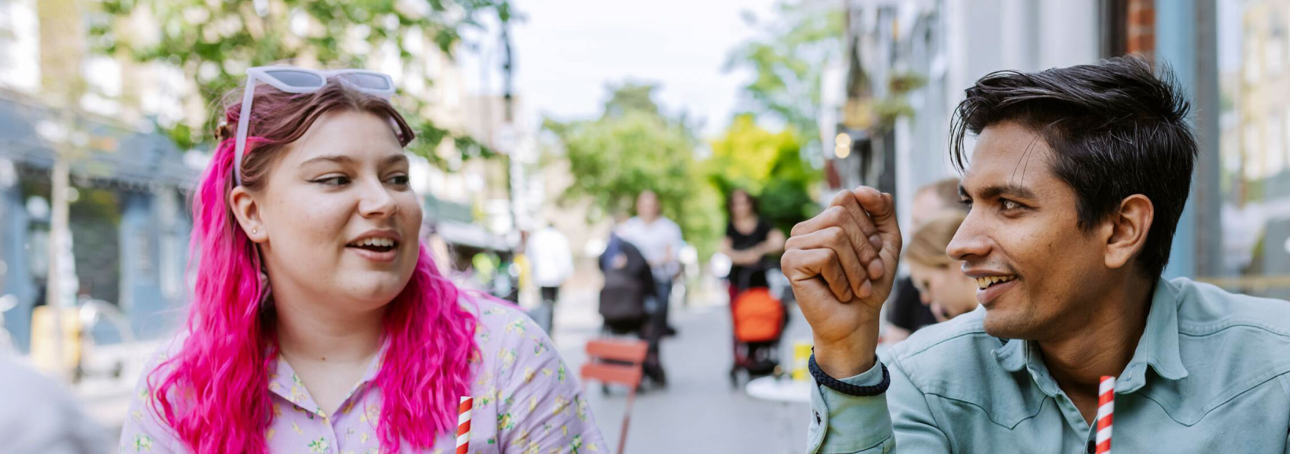 Students socialising in a cafe